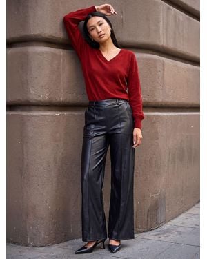 Roman Pintuck Wide Leg Pu Trouser - Black