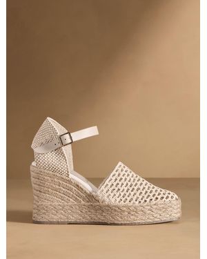 Russell & Bromley Hale Weave Crochet Espadrille Wedges - Natural