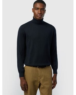 Ted Baker Wool Blend Knit Roll Neck Sweater - Blue