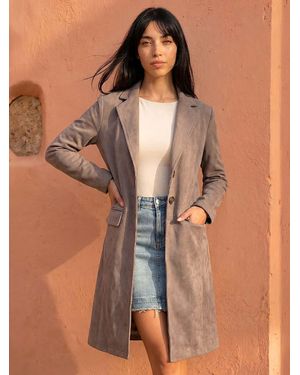 Roman Tan Petite Faux Suede Jacket - Brown