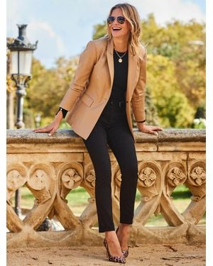 Sosandar Faux Leather Blazer - Yellow