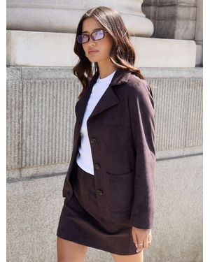 Threadbare Faux Suede Blazer - Brown