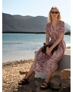 Whistles Petite Leopard Print Cotton Midi Dress - Metallic