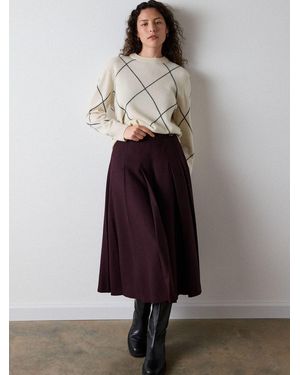 Whistles Petite Wool Blend Pleated Kilt Skirt - Gray