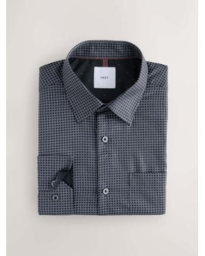 Next Regular Fit Long Sleeve Print Shirt - Blue