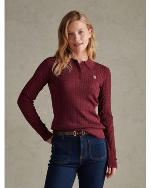 U.S. POLO ASSN. U. S. Polo Assn U. S. Polo Assn. Signature Cable Knit Polo Shirt - Red