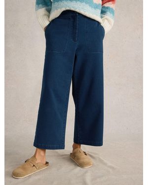 White Stuff Belle Wide Leg Cropped Pants - Blue