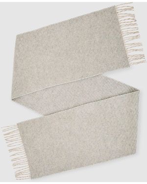 Reiss Oatmeal Creek Wool-Cashmere Houndstooth-Check Scarf - White