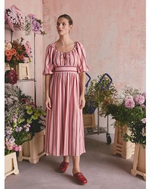 Cath Kidston Floral Tie Waist Long Printed Midi Dress - Pink