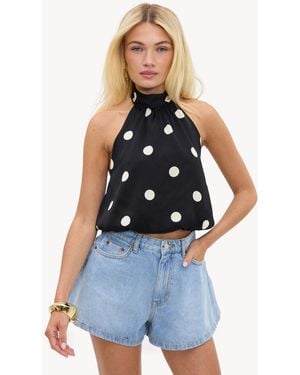 Loavies Go Your Own Way Halter Top With Polka Dots - Blue
