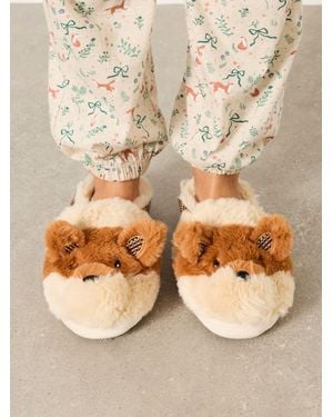 FatFace Fatface Novelty Fox Mule Slippers - Natural
