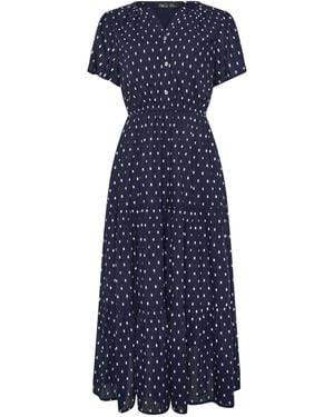 M Com Button Dobby Tiered Maxi Dress - Blue