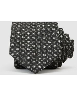 Reiss Geremia - Silver Gray Silk-blend Woven Micro Medallion Tie, One
