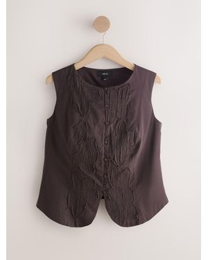 Next Textured Floral Applique Shell Waistcoat - Multicolor