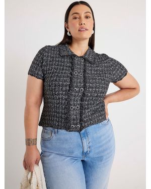 River Island Button Front Boucle Collar Shirts - Blue