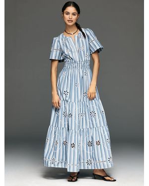 Anthropologie Off-the-shoulder Floral Printed Maxi Dress
