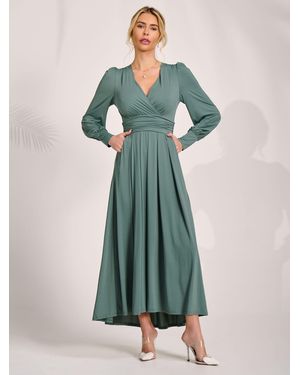 Jolie Moi Jersey Long Sleeve Maxi Dress - Green