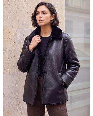 Roman Bonded Fuax Fur Coat - Blue