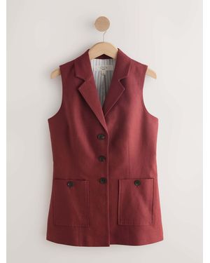Next Rust Linen Rich Collared Waistcoat