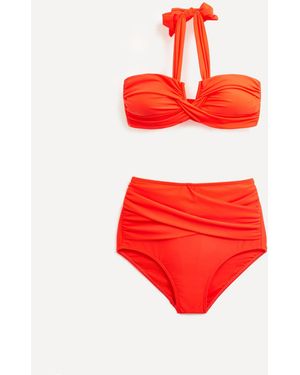 Linzi Palma Bandeau Halter Neck High Rise Bikini - Red