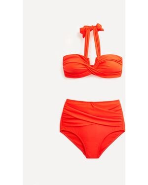 Linzi Palma Bikini Mit Hohem Bund Und Neckholder - Rot