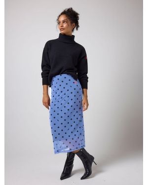 Scamp & Dude Polka Dot Bolt Mesh Skirt - Blue