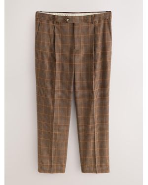 Next Tailored Fit Gun Club Check Suit Pants - Brown
