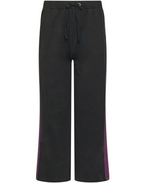 M Com Petite Stripe Cotton Sweatpants - Black
