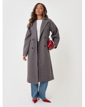 Threadbare Longline Cocoon Coat - Grey