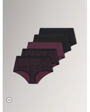 Yours Curve Animal Print Full Briefs 5 Pack - Purple