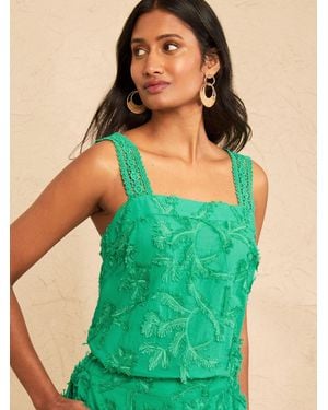 Love & Roses 3D Palm Print Cami - Green
