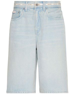 Calvin Klein Calvin Klein Logo Tape Denim Bermuda Shorts - Blue
