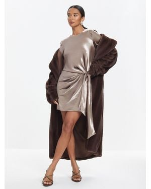 River Island Petite Tie Side Mini Dress - Brown