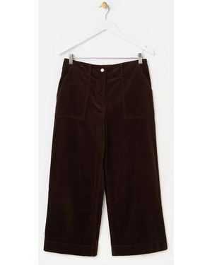 Oliver Bonas Chocolate Scalloped Pocket Cropped Wide Leg Pants - White