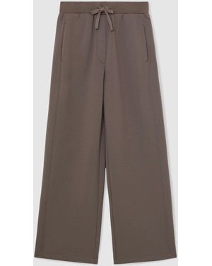 Reiss Laney - Taupe Brown Petite Wide-leg Interlock Drawstring Sweatpants, Xs - Multicolor