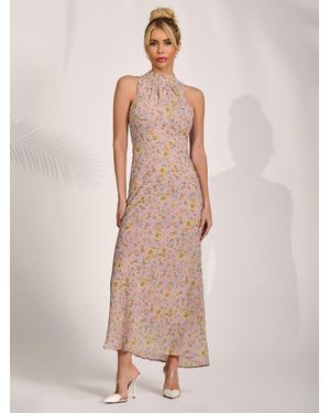 Jolie Moi Chiffon Halter Neck Midaxi Dress - Pink