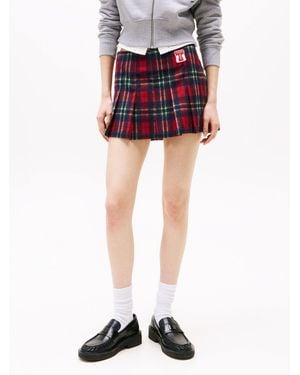 Tommy Hilfiger Plaid Pleated Skirt - Red
