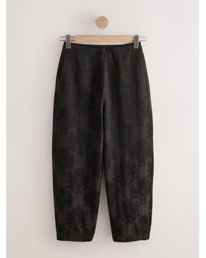 Next Jacquard Barrel Leg Pants - Black