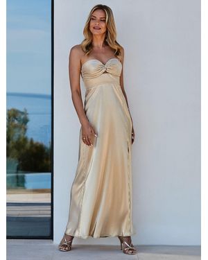 Sosandar Petite Metallic Plisse Twist Front Maxi Dress - Blue