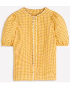 Boden Leah Short Sleeve Linen Top - Yellow