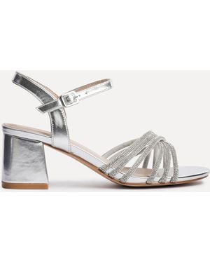 Linzi Gracie Diamante Front Strap Low Block Sandals - White