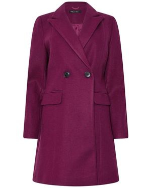 M Com Double Breasted Mid Length Coat - Purple