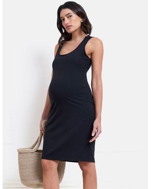 Seraphine Knee Length Jersey Maternity & Nursing Dress - Blue