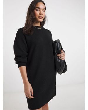 Simply Be Sponge Crew Neck Mini Dress - Black