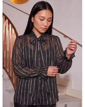 Roman Metallic Stripe Shirt - Gray