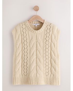 Next Ecru Pointelle Cable Knitted Tank - Natural