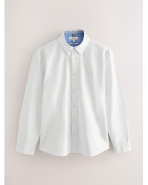 Next Slim Fit Oxford Long Sleeve Shirt - White
