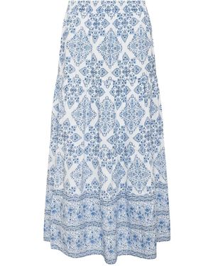 M Com Tile Print Tiered Skirt - Blue