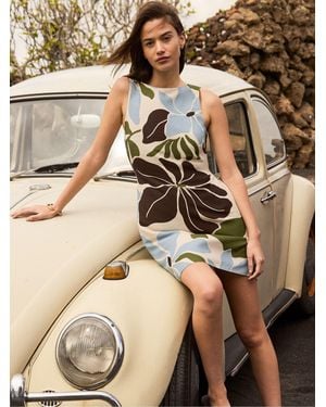 Ro & Zo Capri Floral Print Mini Dress - Natural