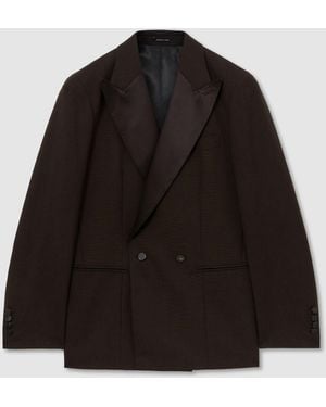 Reiss Wool Double-Breasted Tuxedo Blazer Classic-Fit - Black